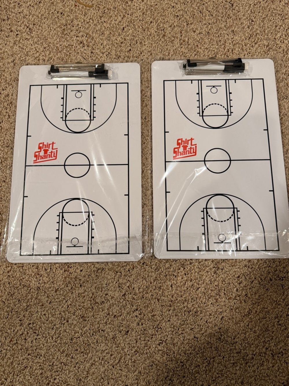2 Dry Erase Basketball Clipboards - White with Black Court Graphic Brand new